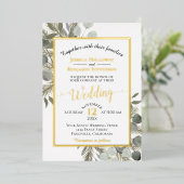 Rustikale Eukalyptus & Pine Elegante Silberhochzei Folieneinladung (Stehend vorne)