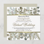 Rustikale Eukalyptus & Pine Elegante Virtuelle Hoc Einladung (Vorne/Hinten)