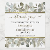 Rustikale Eukalyptus & Pine Vielen Dank für Ihre H Weinetikett (Einzelnes Label)