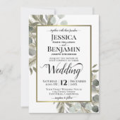 Rustikale Eukalyptus & Pine Winterhochzeit Einladung (Vorderseite)