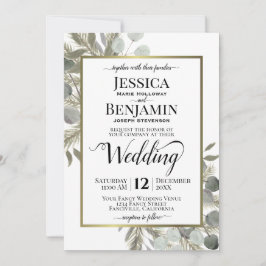 Rustikale Eukalyptus & Pine Winterhochzeit Einladung