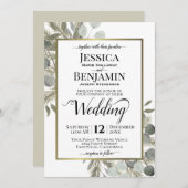 Rustikale Eukalyptus & Pine Winterhochzeit Einladung (Vorne/Hinten)