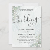 Rustikale Eukalyptus Sage Green Wedding Einladung (Vorderseite)