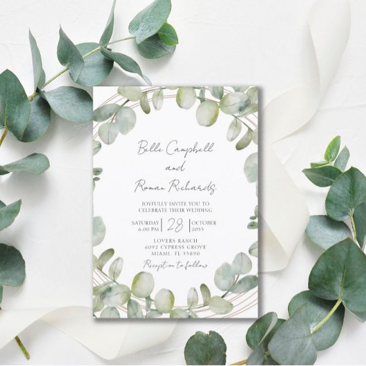 Rustikale Eukalyptus Sage Green Wedding Einladung