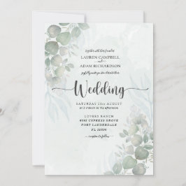 Rustikale Eukalyptus Sage Green Wedding Einladung
