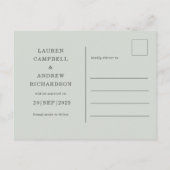Rustikale Eukalyptus Sage Grüne Hochzeit speichern Postkarte (Rückseite)