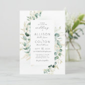 Rustikale Eukalyptus-Salbei-Hochzeit Einladung (Stehend Vorderseite)