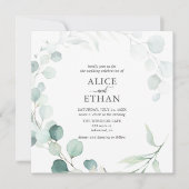 Rustikale Eukalyptus-Skripte Sommerhochzeit Einladung (Vorderseite)