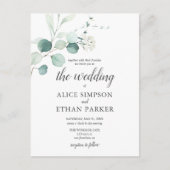 Rustikale Eukalyptus-Skripte Sommerhochzeit Einladungspostkarte (Vorderseite)