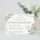 Rustikale Eukalyptus- und Goldrahmen zu den Mahlze RSVP Karte (Stehend Vorderseite)