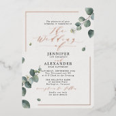 Rustikale Eukalyptus- und UAWG QR-Code Hochzeitsst Folieneinladung (Vorderseite)