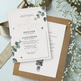 Rustikale Eukalyptus- und UAWG QR-Code Hochzeitsst Folieneinladung