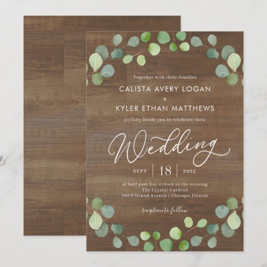 Rustikale Eukalyptus Wedding Invitation REU Dankeskarte (Vorne/Hinten)