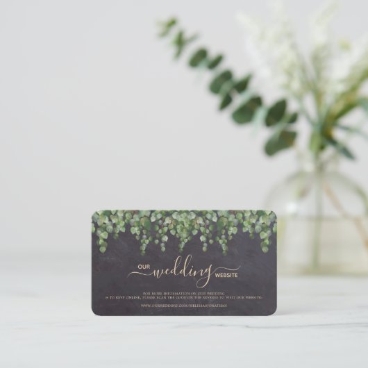 Rustikale Eukalyptus Wedding QR Code RSVP Card Begleitkarte (Stehend Vorderseite)