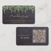 Rustikale Eukalyptus Wedding QR Code RSVP Card Begleitkarte (Vorne/Hinten)