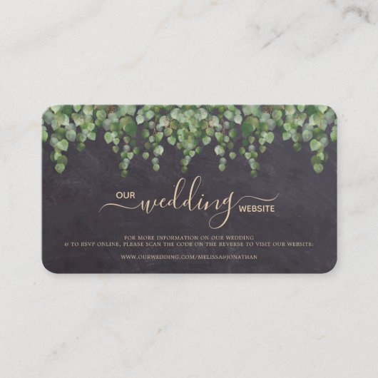 Rustikale Eukalyptus Wedding QR Code RSVP Card Begleitkarte (Vorderseite)