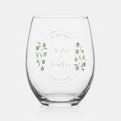 Rustikale Eukalyptus Wedding Vielen Dank Weinglas Ohne Stiel (Vorderseite)