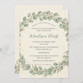 Rustikale Eukalyptus Wreath Babydusche Einladung (Vorne/Hinten)