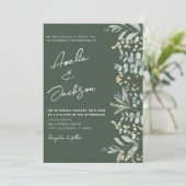 Rustikale Eukalyputs Grüne Hochzeit Einladung (Stehend Vorderseite)
