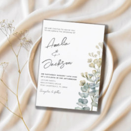 Rustikale Eukalyputs Grüne Hochzeit Einladung