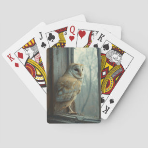 Rustikale Eule im Fenster Kunst Spielkarten