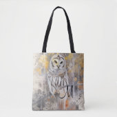 Rustikale Eulen-Abstraktion als Aquarell mit Monog Tasche (Vorderseite)