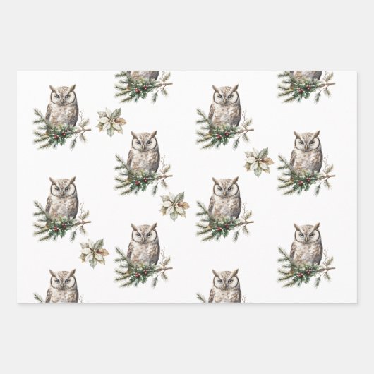 Rustikale Eulen und Blume Geschenkpapier Set (Vorderseite 2)