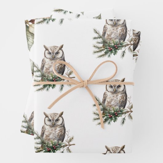Rustikale Eulen und Blume Geschenkpapier Set (Beispiel)