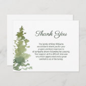 Rustikale Evergreen Beerdigung Dankeschön Note Car Dankeskarte (Vorne/Hinten)