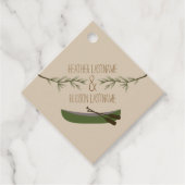 Rustikale Evergreen Branches Canoe Wedding Geschenkanhänger (Vorderseite)