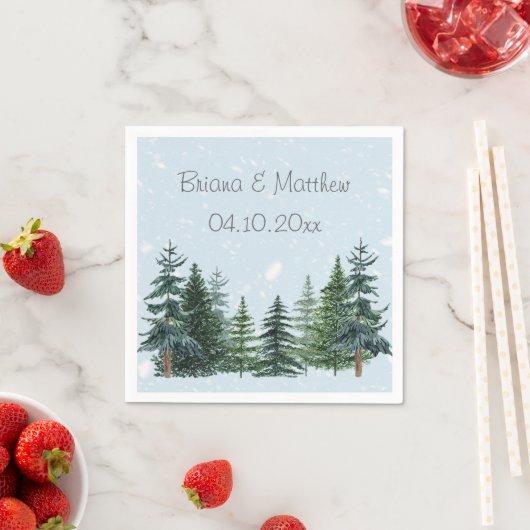 Rustikale Evergreen Winter Pine Trees Serviette (Beispiel)