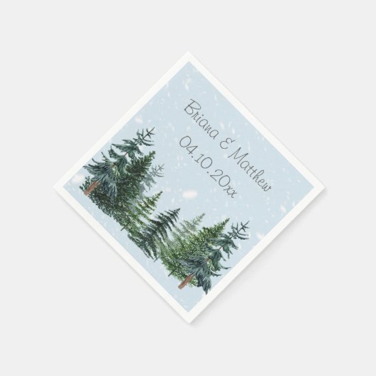Rustikale Evergreen Winter Pine Trees Serviette (Ecke)