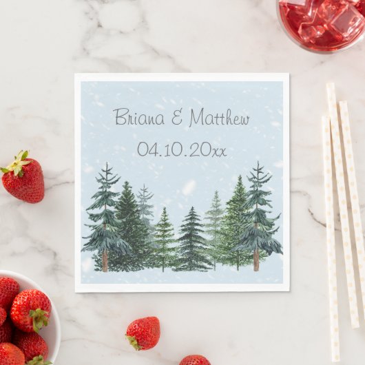 Rustikale Evergreen Winter Pine Trees Serviette (Beispiel)