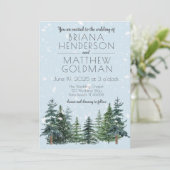 Rustikale Evergreen Winter Pine Trees Wedding Einladung (Stehend Vorderseite)