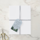 Rustikale Evergreen Winter Pine Wedding Geschenkanhänger (Mit Garn)