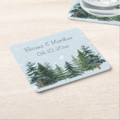 Rustikale Evergreen Winter Pine Wedding Rechteckiger Pappuntersetzer