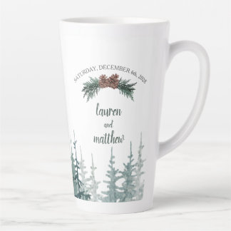 Rustikale Evergreen Winter Wedding Latte Tasse