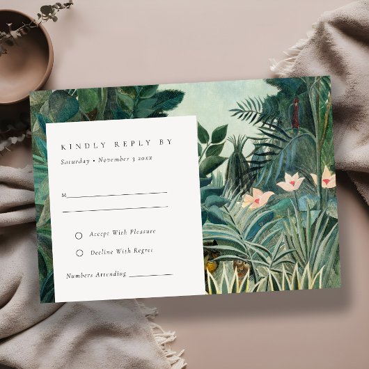 Rustikale Exotic Tropical Rain Forest Wedding RSVP Begleitkarte