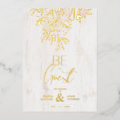 Rustikale Extravagante botanische Zweige auf Holzg Folieneinladung (Vorderseite)