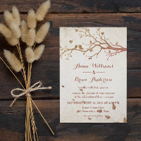 Rustikale Fall Bäume Liebe Vögel Vintage Hochzeit