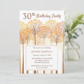 Rustikale Fall Bäume Terracotta 30. Geburtstag Par Einladung (Stehend Vorderseite)