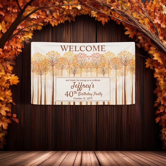 Rustikale Fall Bäume Terracotta 40. Geburtstag Par Banner