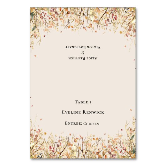 Rustikale Fall Beige Menü Auswahl für faltbare Pla Tischnummer (Vorderseite)