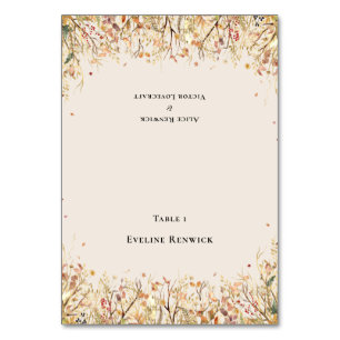 Rustikale Fall-Beige-Platzkarte für Hochzeiten Tischnummer