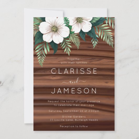 Rustikale Fall-Blume Elfenbein Simple Boho Wedding Einladung (Vorderseite)