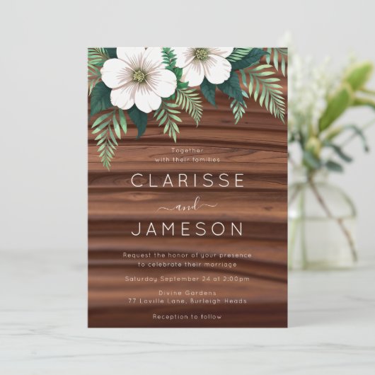 Rustikale Fall-Blume Elfenbein Simple Boho Wedding Einladung (Stehend Vorderseite)