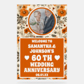 Rustikale Fall Blume Foto 60. Hochzeitstag Acrylschild (Vorderseite)