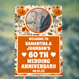 Rustikale Fall Blume Foto 60. Hochzeitstag Acrylschild