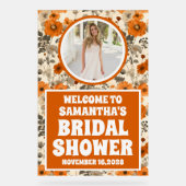 Rustikale Fall Blume Foto Brautparty Willkommen Acrylschild (Vorderseite)