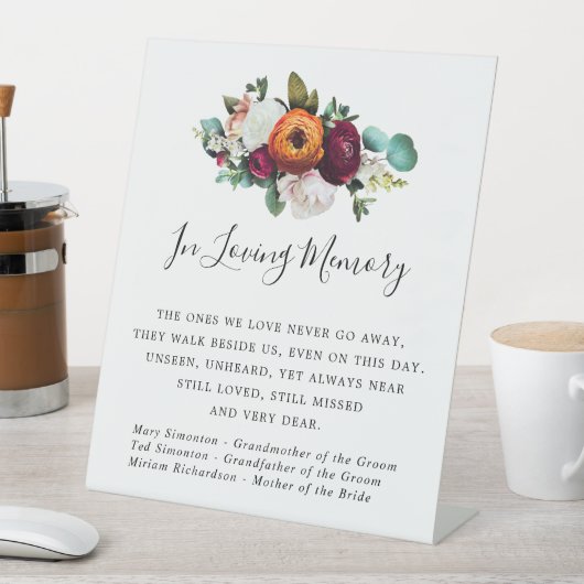 Rustikale Fall-Blume Hochzeitssymbol Sockelschild (In Situ)